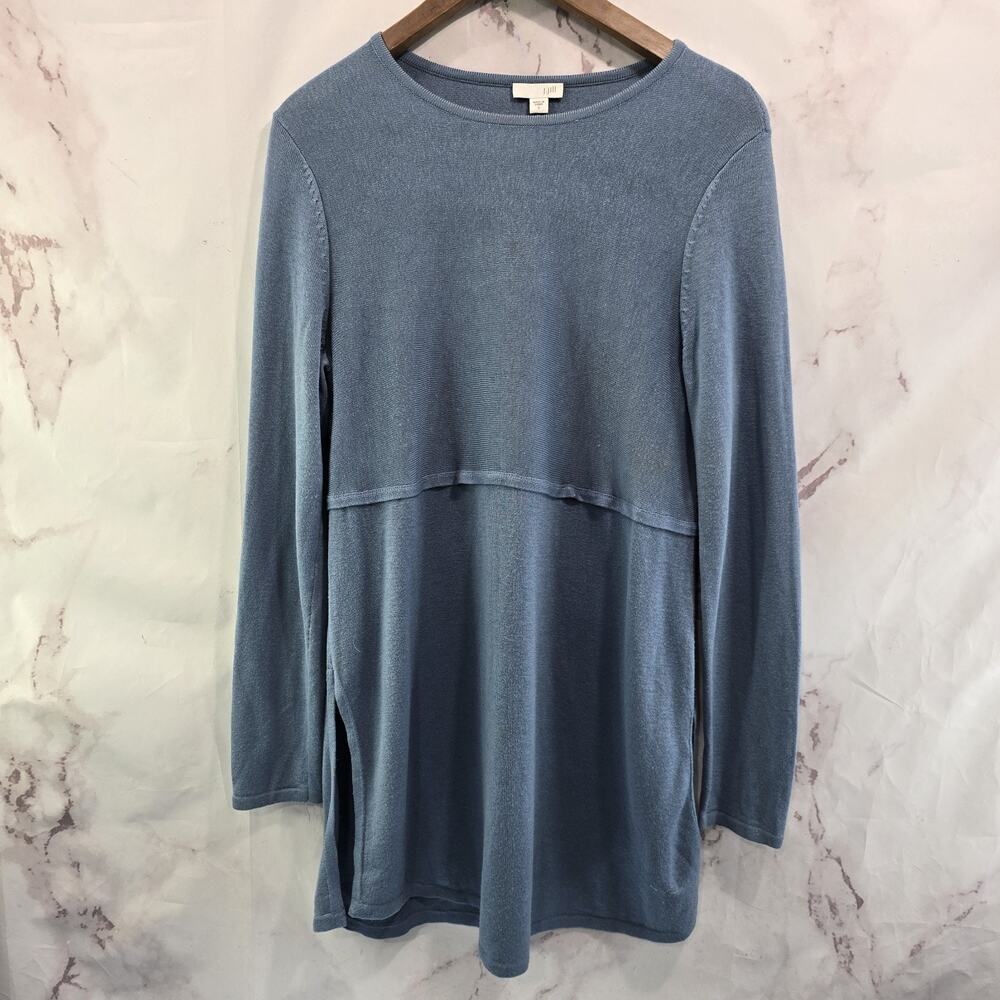 J Jill Dress Womens Small Blue Sweater Wool Long Sleeve Tunic Mini Lightweight